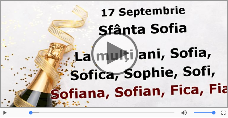 Felicitari muzicale de Sfânta Sofia - Felicitare animată de Sfânta Sofia